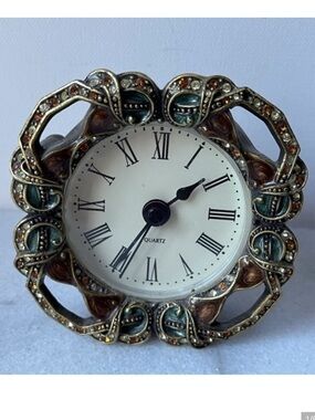 Jeweled Round Battery Operated Table Clock